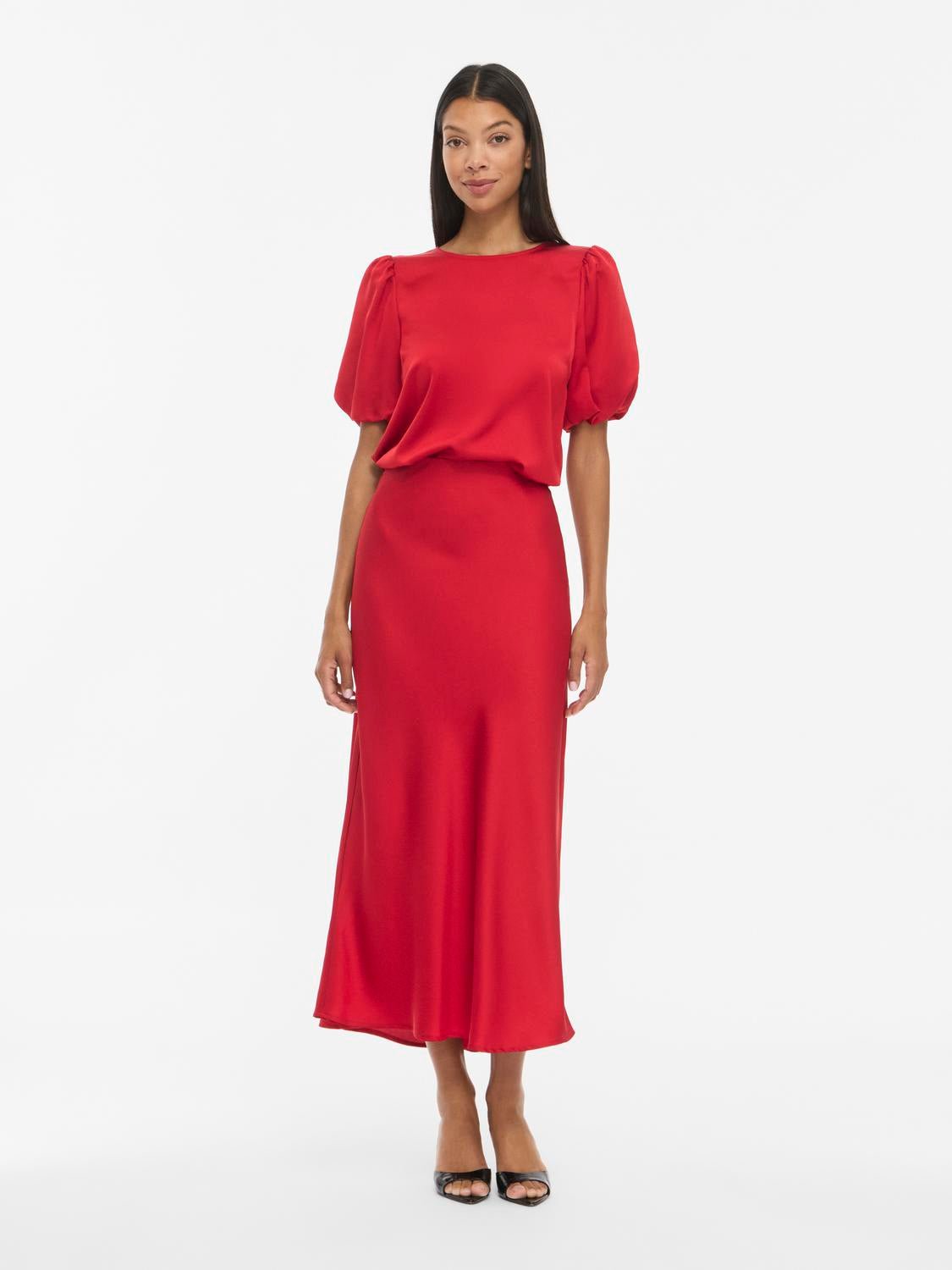VIELLETTE Midi Skirt - Savvy Red - VERO MODA & VILA Bergvik